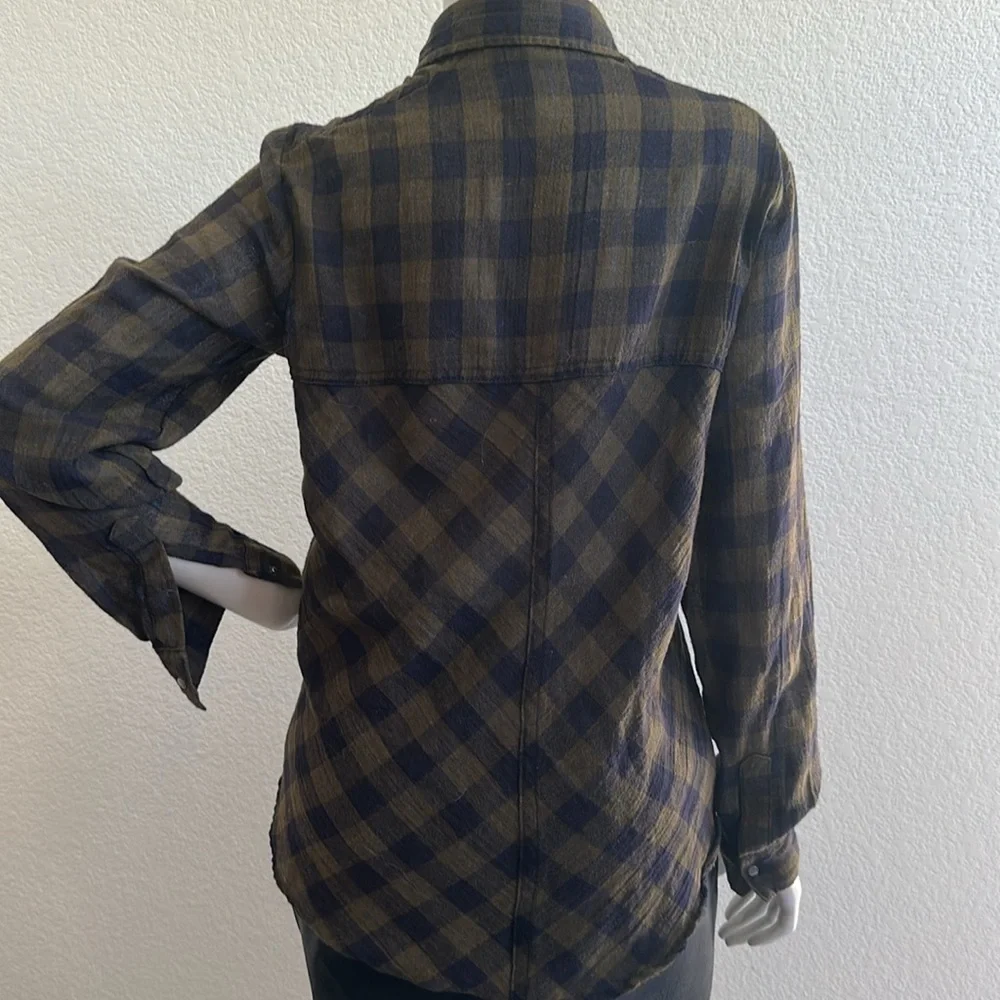 Free People Lace Up Plaid Navy Combo